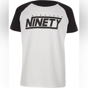 River Island Boys White 'Ninety' Raglan Short Sleeve T-Shirt